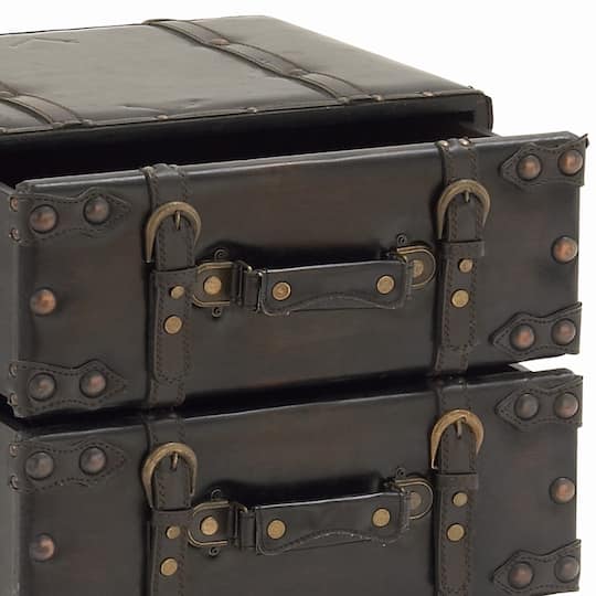 28" Black Faux Leather Traditional Chest